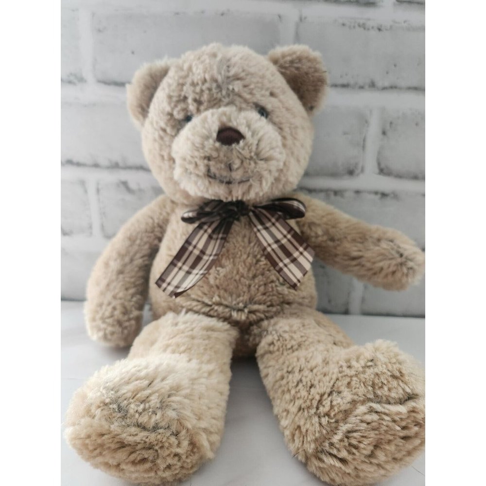 Ganz Heritage Collection Teddy Bear Plush Brown Plaid Bow